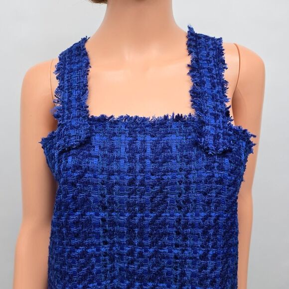 NWT Zara Tweed Dress Textured Pinafore Mini Women XL Blue Bloggers Favorite - Picture 9 of 15